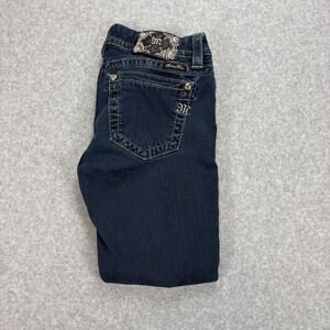 Miss Me Skinny Crop Jeans Womens 29 Blue Low Rise Dark Wash Embellished Y2K